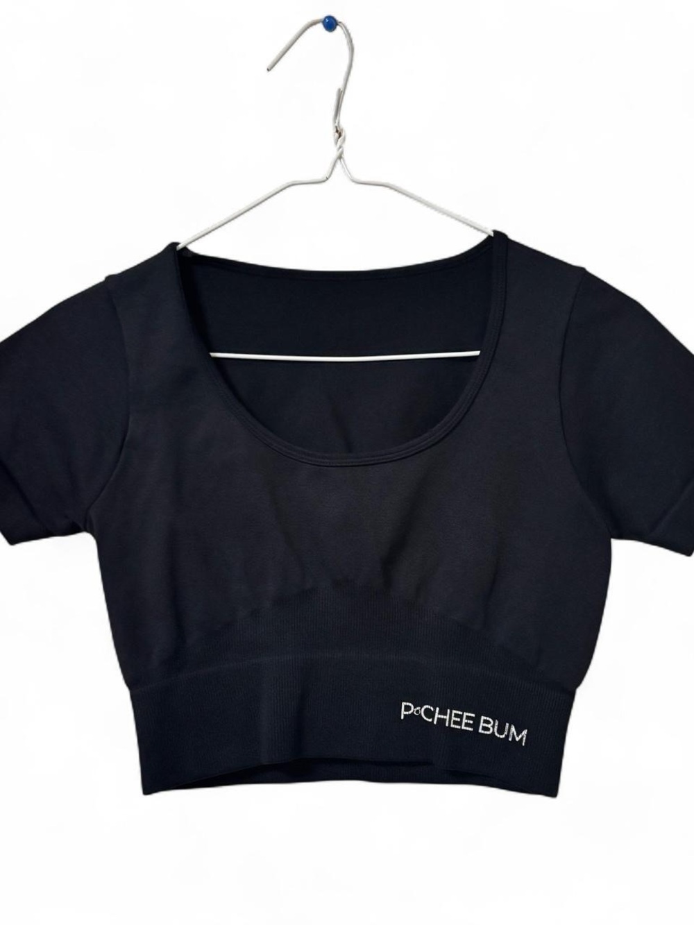 Pchee Bum Black Scoop Crop Tee - Short Sleeve